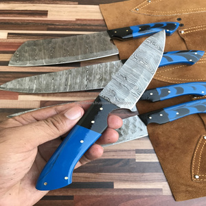 Ensemble de couteaux de cuisine/chef en acier damas carbone de 8 pouces sur mesure modèle NO45 5 pièces avec sac en rouleau de cuir pour la préparation des aliments - Product Image 5