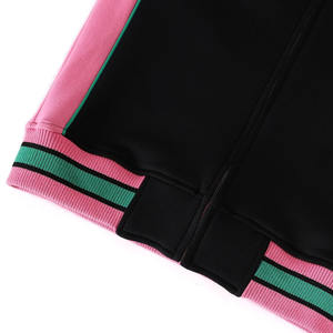 Ensemble veste bomber et pantalon de jogging unisexe de style universitaire brodé personnalisé XAKA, hiver, capuche, imperméable, rose, vert, logo sur le devant - Product Image 5