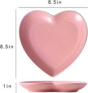 Ensemble d'assiettes à dîner en résine personnalisées en forme de coeur écologique Love Nautical avec glaçure de couleur - Product Image 1