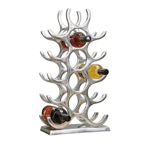 Designer Metal Wine Rack 3 Bottle Capacity Minimalist Design Home Furniture Display Stand <b>Freestanding</b> Geometric Wine Bottle - Product Image 6