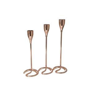 Ensemble de 3 bougeoirs en métal rose doré, élégants et modernes, pour mariage, table à manger, décoration intérieure - Product Image 1