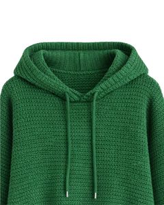 Manufacturer Customized Women Green Hooded Knit Sweater Dress Chunky <b>Crochet</b> Pullover Longline Winter Warm Casual Streetwear <b>Top</b> - Product Image 4
