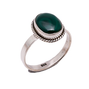 Bagues fines en argent sterling 925 pierres précieuses en malachite naturelle bijoux de fête de mariage en vrac en gros bagues en argent fin fabriquées - Product Image 1