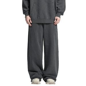 Pantalon de survêtement en coton à bords bruts effet délavé - Product Image 3