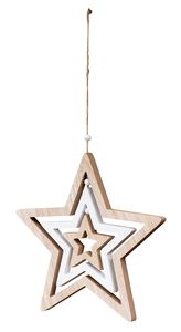 Campana de Viento Decorativa en Forma de Estrella, Fabricación OEM, D35cm, MDF, Madera Natural Blanca, Decoración Colgante de Madera - Product Image 2