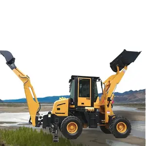 Blue Color New Building Wheel Mini 4x4 Tractor Construction Machinery 2200kg Weight Small Excavator Digger Backhoe Loader