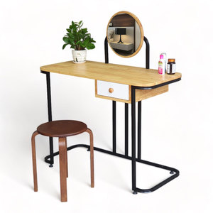 Modern European Princess Dressing Table and Chair Combo CBTD003 Solid Wood and Iron <b>Foldable</b> for Bedroom and Living Room Use - Product Image 1