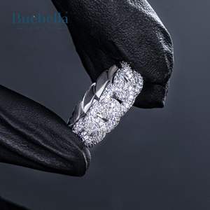 Venta caliente 18K oro, 925 Plata VVS Moissanite diamante cubano enlace cadena anillo Hip Hop anillo Miami cubano enlace anillo - Product Image 2