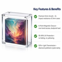 Boîte de présentation de cartes à collectionner en acrylique magnétique personnalisée en gros, protection UV, boîte organisatrice en acrylique