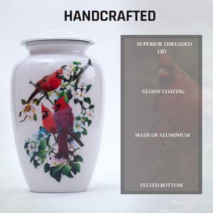 Urne funéraire Cardinal rouge | Urne commémorative adulte de cendres humaines, enterrement, urnes funéraires funéraires | 200 pouces cubes adulte - Product Image 5