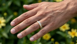 Anillo de Eternidad Personalizado con Diamantes Cultivados en Laboratorio de 4 MM, Corte Redondo, Oro Amarillo de 14K, Unisex, Anillo de Compromiso y Boda de Lujo - Product Image 4