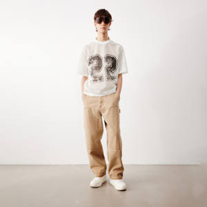 Top qualité en gros personnalisé surdimensionné Football rue mode T-shirt hommes maille Boxy manches courtes o-cou Jersey - Product Image 2