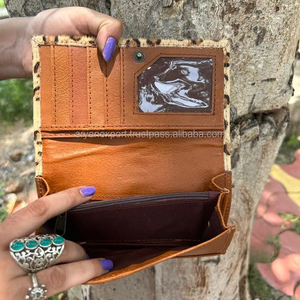 ใหม่แท้ทําด้วยมือหนัง Cowhide ของแท้หนังกระเป๋าสตางค์ผู้หญิงกระเป๋าสตางค์บาง Bifold ร้อนขายหนังตะวันตกกระเป๋าคลัทช์กระเป๋าสตางค์ - Product Image 6