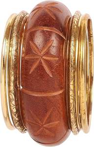 2025 Elegant Wood and Brass <b>Bangles</b> <b>Set</b> Handmade Fashion Jewelry for All Occasions - Product Image 2
