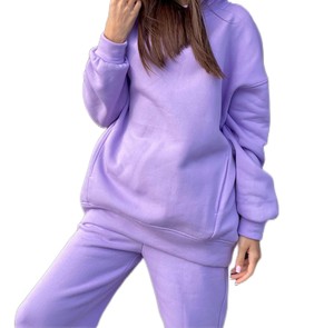 Chándales de lana de algodón con cuello redondo personalizables unisex de 2 piezas, ropa deportiva informal para hombres y mujeres, ropa deportiva de invierno con logotipo - Product Image 1