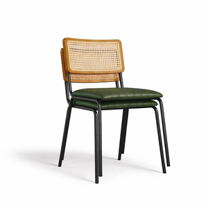 เก้าอี้รับประทานอาหารหนังแท้แบบซ้อนได้ |   ที่นั่งร้านอาหารอินดัสเทรียล บิสโทร |   เฟอร์นิเจอร์โครงเหล็กหุ้มหวายแบบสั่งทำ - Product Image 6