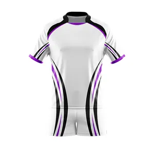 Jersey Rugby Kustom Baru dan Celana Pendek dengan Lengan Pendek Polos Cepat Kering Seragam Rugby Kustom Membuat Sendiri Logo Desain Kustom Anda