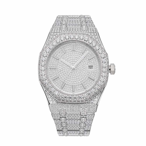 Lujo Moissanite diamante hecho a mano de alta calidad movimiento automático ajuste de marca Iced Out reloj de acero inoxidable para hombres - Product Image 4