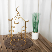 Tafeldecoratief Arabisch design metalen kopjes- en theepot houder, gouden kleur, milieuvriendelijk, aanpasbaar, roestvrijstalen servies