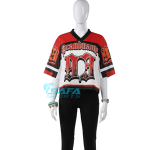 Ventes en gros de t-shirts de football personnalisés avec logo streetwear, coupe américaine ample, respirants en maille, manches longues, maillot de football en maille - Product Image 1