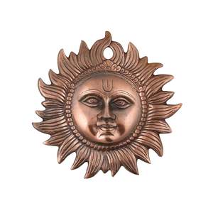Estatua para colgar en la pared hecha a mano moderna de cobre Sun Idol Face Puja Vastu estatuilla Surya para el hogar Enterance puerta estatuilla decorativa - Product Image 1