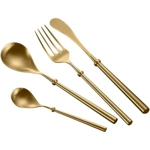 Stainless Steel <b>Set</b> Of 4 Flatware <b>Set</b> Ideal <b>For</b> Kitchen Tabletop Hotel Home Use Gold Color Plated Finished Cutlery <b>Sets</b> - Product Image 2