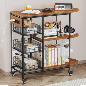 Wholesales Multifunctional 3-Tier Metal Iron Storage Shelf Kitchen Living Room <strong>Microwave</strong> <strong>Rack</strong> Stand Organizer <strong>Rack</strong> With Wheels - Product Image 4