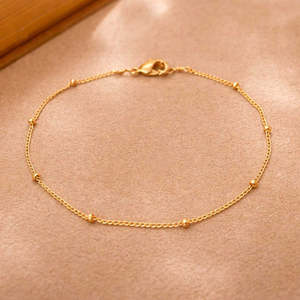 Bracelet à chaîne perlée - Minimaliste - Plaqué or - Ton argent - Alliage de zinc - Product Image 2