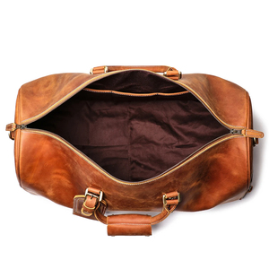 Bolso de lona de cuero genuino Vegano para hombre deportivo Vintage de calidad, bolso con cremallera para gimnasio durante la noche, bolso de viaje de fin de semana - Product Image 2