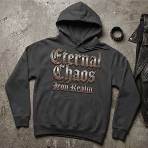 Sweat à capuche Heavy Metal Gothic avec impression graphique 3D métallique, effet délavé vintage, streetwear, 100% coton, écologique - Product Image 5