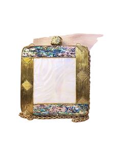 Handmade Designer Brass MOP <b>Clutch</b> for Ladies Fashionable Suede Purse with Mother Pearl Inlay for Bridal and Evening Wear - Product Image 5