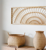 Tête de lit rustique vintage en rotin 100 % naturel en forme de fleur, panneau réglable en hauteur, pour la maison et l'hôtel