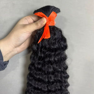 Paquets de cheveux humains indiens Remy de luxe à double cuticule complète tirés de jeunes donneurs crépus bouclés à textures droites à vagues profondes - Product Image 1