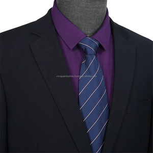 Trajes Formales Azul Marino de Dos Piezas para Hombre, Estilo Italiano de Alta Gama, Casual de Negocios, Doble Botonadura, Antiarrugas, Cuello en V de Terciopelo - Product Image 4