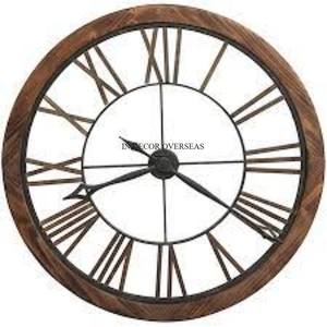 Horloge murale décorative de forme ronde en bois de qualité supérieure Look attrayant pour la maison et le hall de l'hôtel de l'Inde à un prix impressionnant - Product Image 1