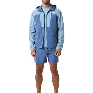 <b>Men</b> Two Piece Sportswear Hooded Windbreaker Jacket and <b>Shorts</b> Solid Print Casual Gym Outfit for Spring Season Tracksuits 2026 - Product Image 2