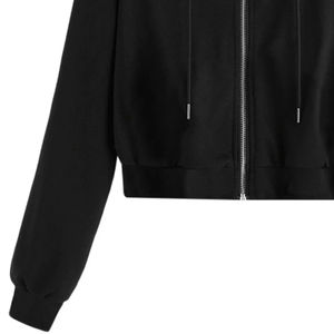 Sudadera con forro polar transpirable de invierno para mujer, ropa de calle de Otoño de algodón 100%, con capucha bordada, estampado personalizado, longitud corta - Product Image 2