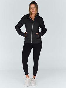 Sweat-shirt à capuche zippé décontracté pour femme, 100% coton, sport, automne, hiver - Product Image 2