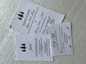 Custom Made Deckle Edged Black <b>Foil</b> Stamped Wedding Invitation Cards Custom Printed for Wedding Stationers - Product Image 2