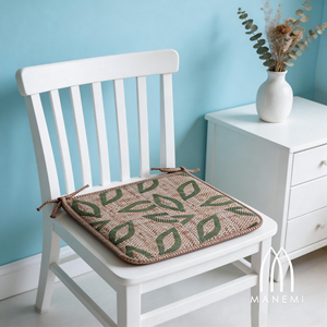 Cuscino per Sedia Idrorepellente 40x40x2 cm 100% Poliestere con Motivo Vegetale, Cinghie di Fissaggio, Facile da Pulire, Per Tutte le Stagioni, Uso Interno/Esterno - Product Image 3