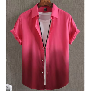 Camisa Casual de Manga Corta para Hombre, con Degradado de Color, Cuello Clásico, Transpirable, de Poliéster Popelina, para Verano - Product Image 5