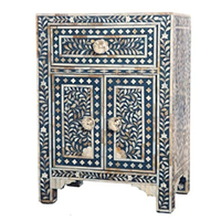 Tabouret de table de chevet en incrustation de nacre fabriqué à la main pour décor de chambre Tabouret de console en incrustation d'os de luxe avec un design complexe