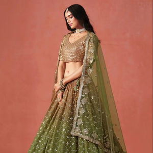 Georgette Zari et broderie de paillettes multiples travail Lehenga Choli vêtements indiens et pakistanais fabriqués à la main d'Inde - Product Image 1