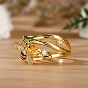 Jeulia Honey Bee Crossover <b>Adjustable</b> Sterling <b>Silver</b> <b>Ring</b> - Product Image 5
