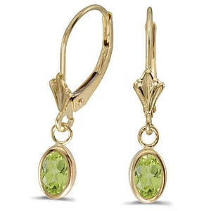 Boucles d'oreilles pendantes ovales en or jaune 14 carats avec péridot, fermoir à levier, 1,10 ct, bijoux fantaisie - Product Image 1