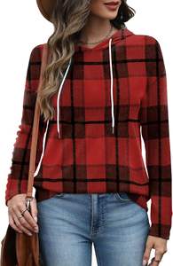 Sudaderas con Capucha Rojas Estampadas para Mujer, Manga Larga, Ropa de Moda Otoño Invierno, Sudaderas con Cuello Redondo, Estilo Urbano con Detalles en Cuero GK - Product Image 4