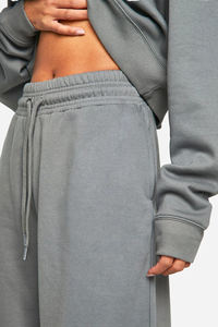 ¡Novedad de 2025! Pantalones de chándal de lana de algodón suave de pierna ancha de gran tamaño para mujer, pantalones transpirables de pierna ancha de Color sólido para correr - Product Image 3