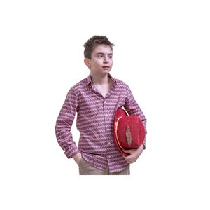 <b>Red</b> Floral Exve Itayan Collar Kids Shirt - Product Image 2
