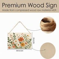 Décoration murale en bois style bohème avec fleurs sauvages, 30x20cm, paysage, panneau MDF, corde de jute, imprimé botanique eucalyptus, pour la maison et le jardin