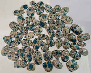 Lote de Cabujones de Jaspe K2 Natural de Alta Calidad, Gemas Sueltas de Forma Mixta en Blanco y Azul para la Elaboración de Collares - Product Image 6
